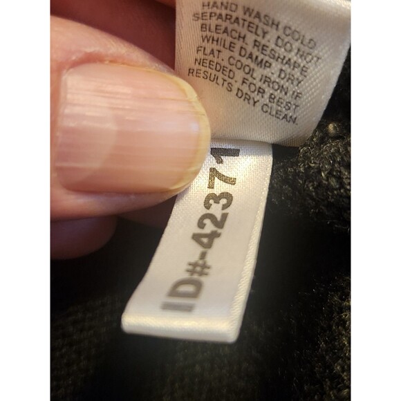 Express Medium Black & Gray V-Neck Striped Sweater Dress Pockets Wool Blend Y2K - Picture 8 of 11